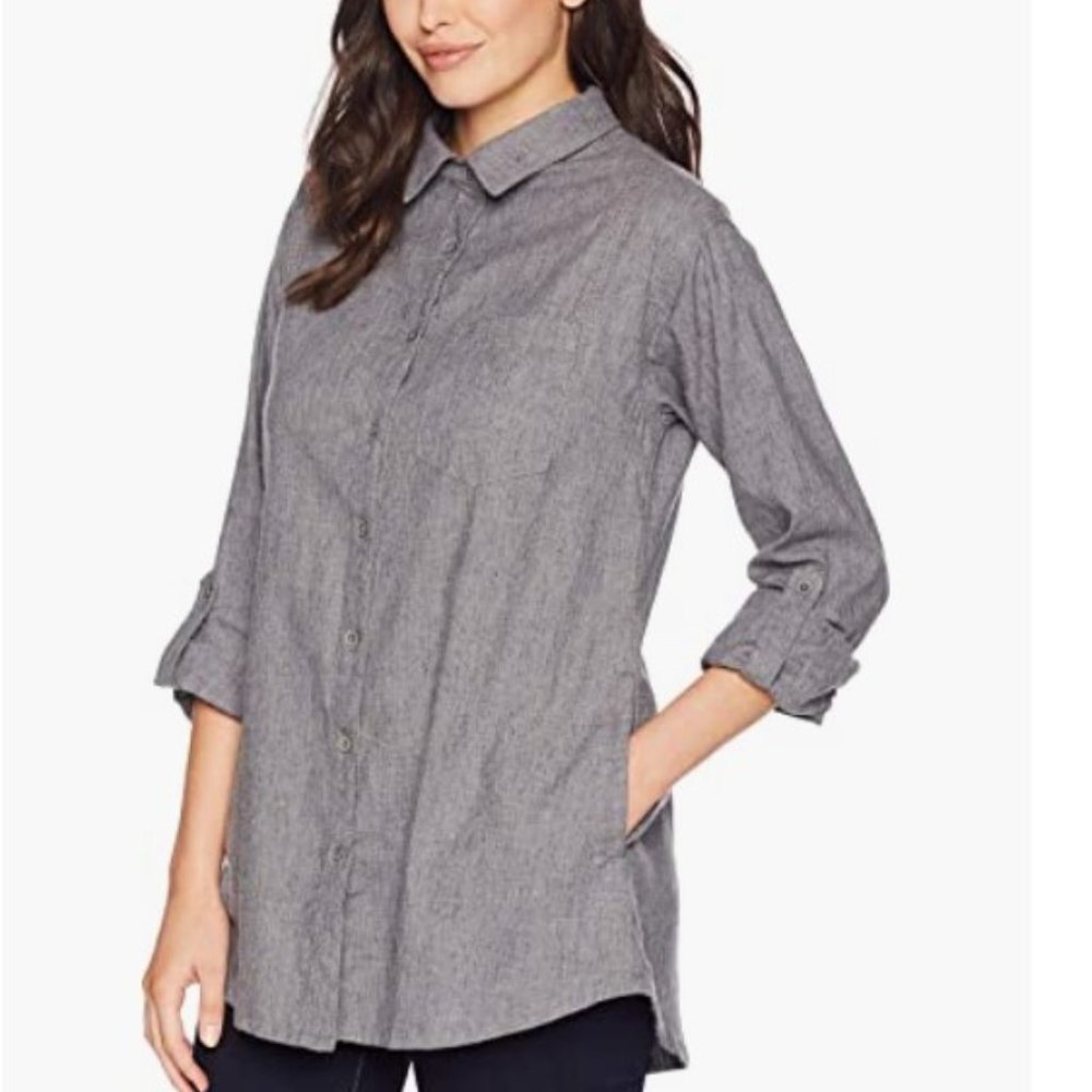 prAna Women's Aster Button Up Tunic Hemp Blend Size Small